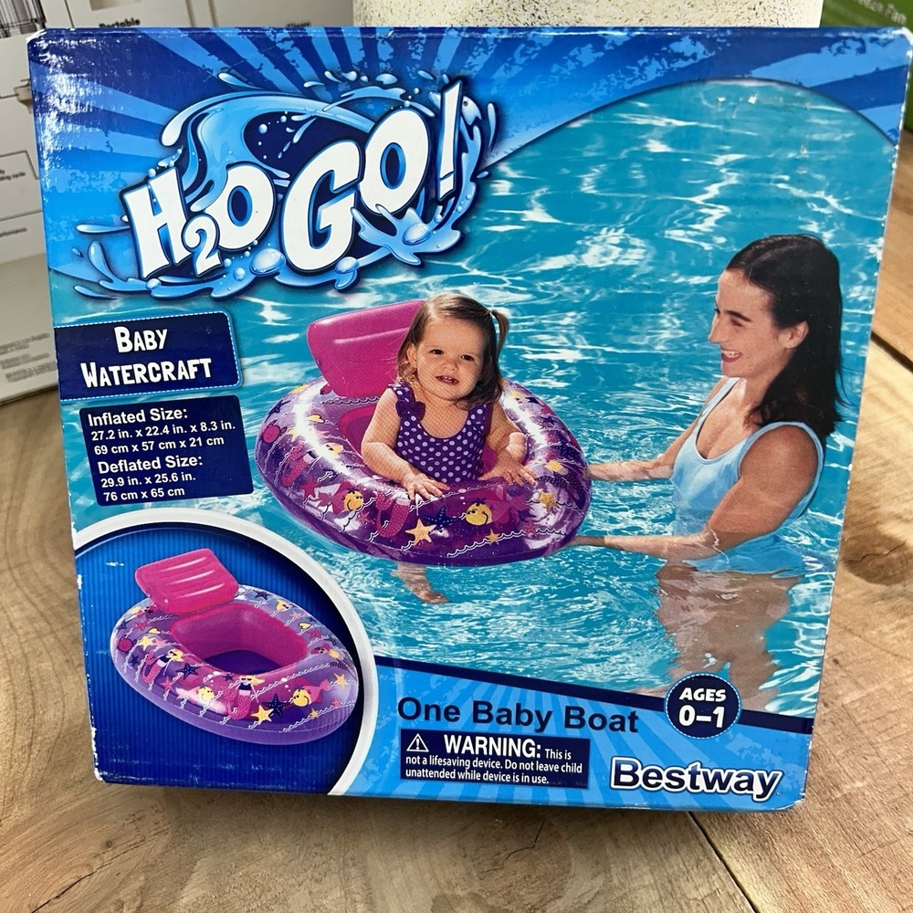 NEW H2OGO! Baby Watercraft Inflatable Pool Float Baby Boat Pink Sun Protection